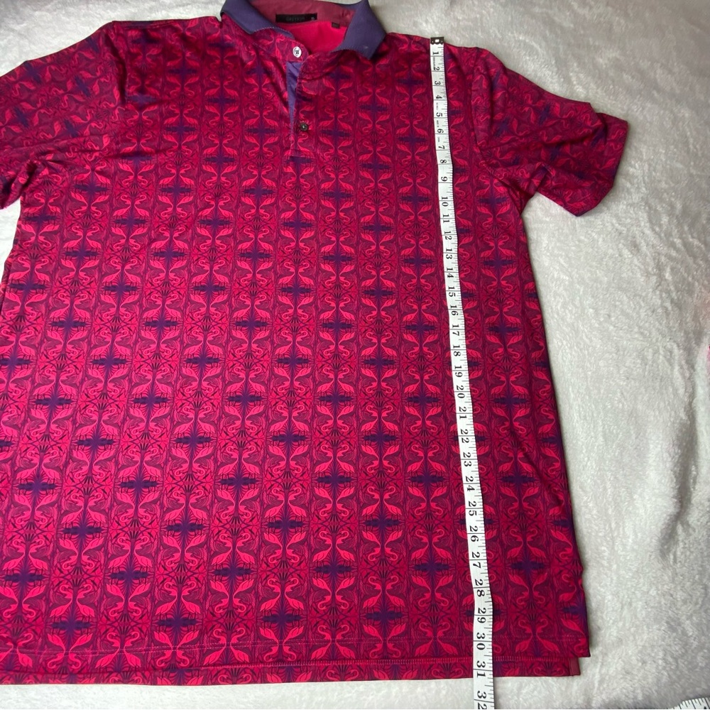 Greyson polo shirt Red/ Purple pattern Sz XL - Picture 7 of 8